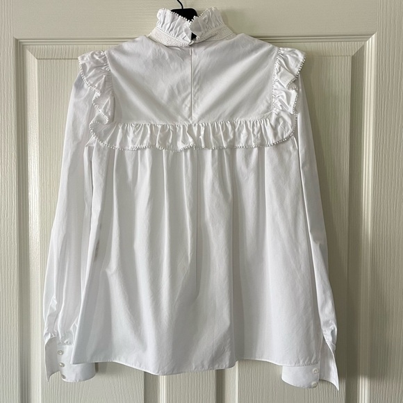 CELINE St Tropez Blouse with Broderie Anglaise - White - Size 34 - Picture 2 of 13